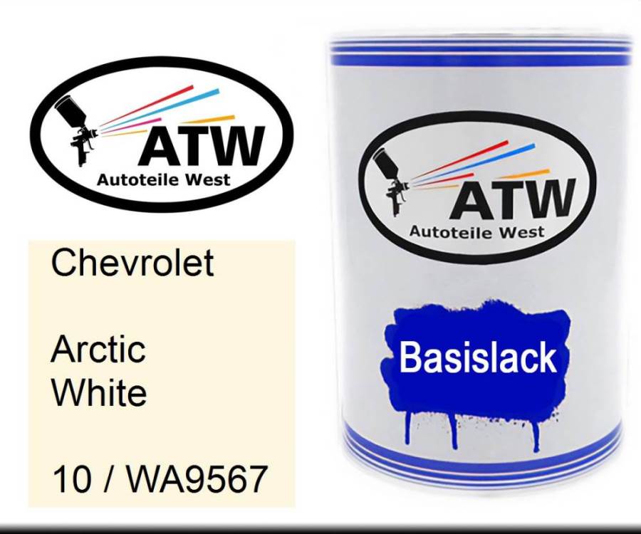 Chevrolet, Arctic White, 10 / WA9567: 500ml Lackdose, von ATW Autoteile West.